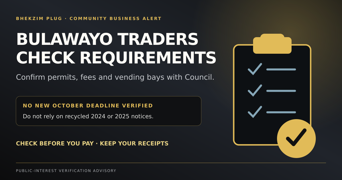 BHEKZIM PLUG verification advisory graphic for Bulawayo informal-trader registration requirements